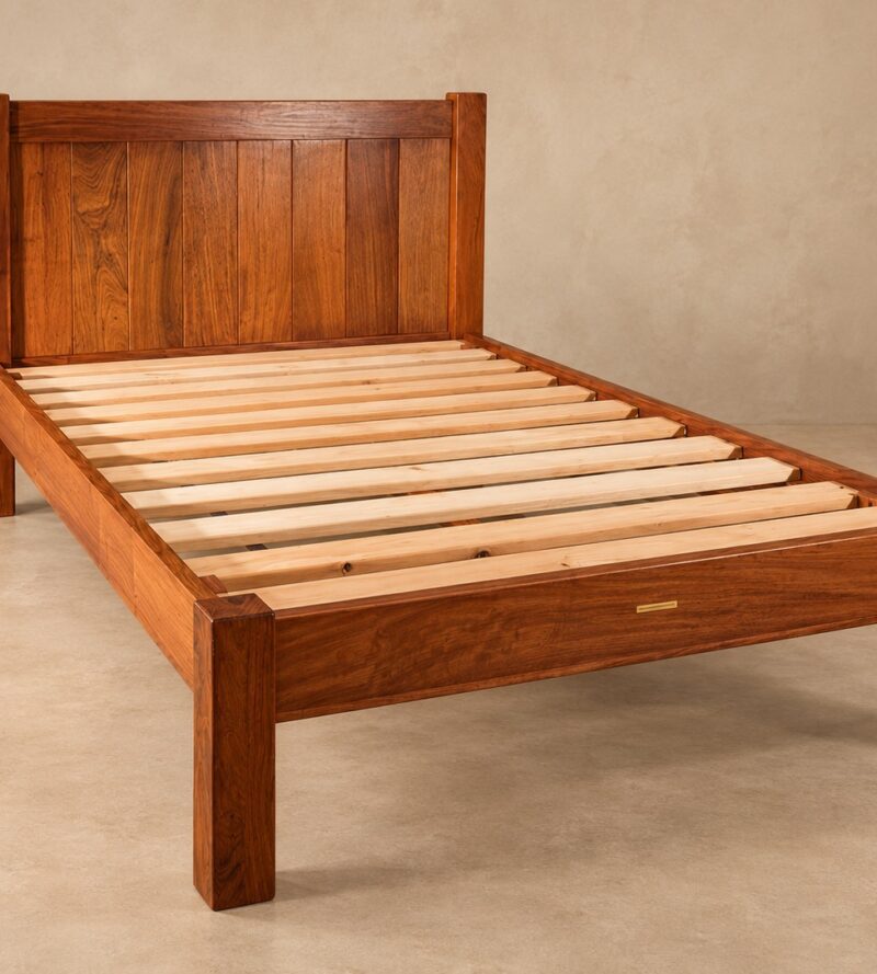 Mkushi three quarter bed base and headboard made from solid hardwood