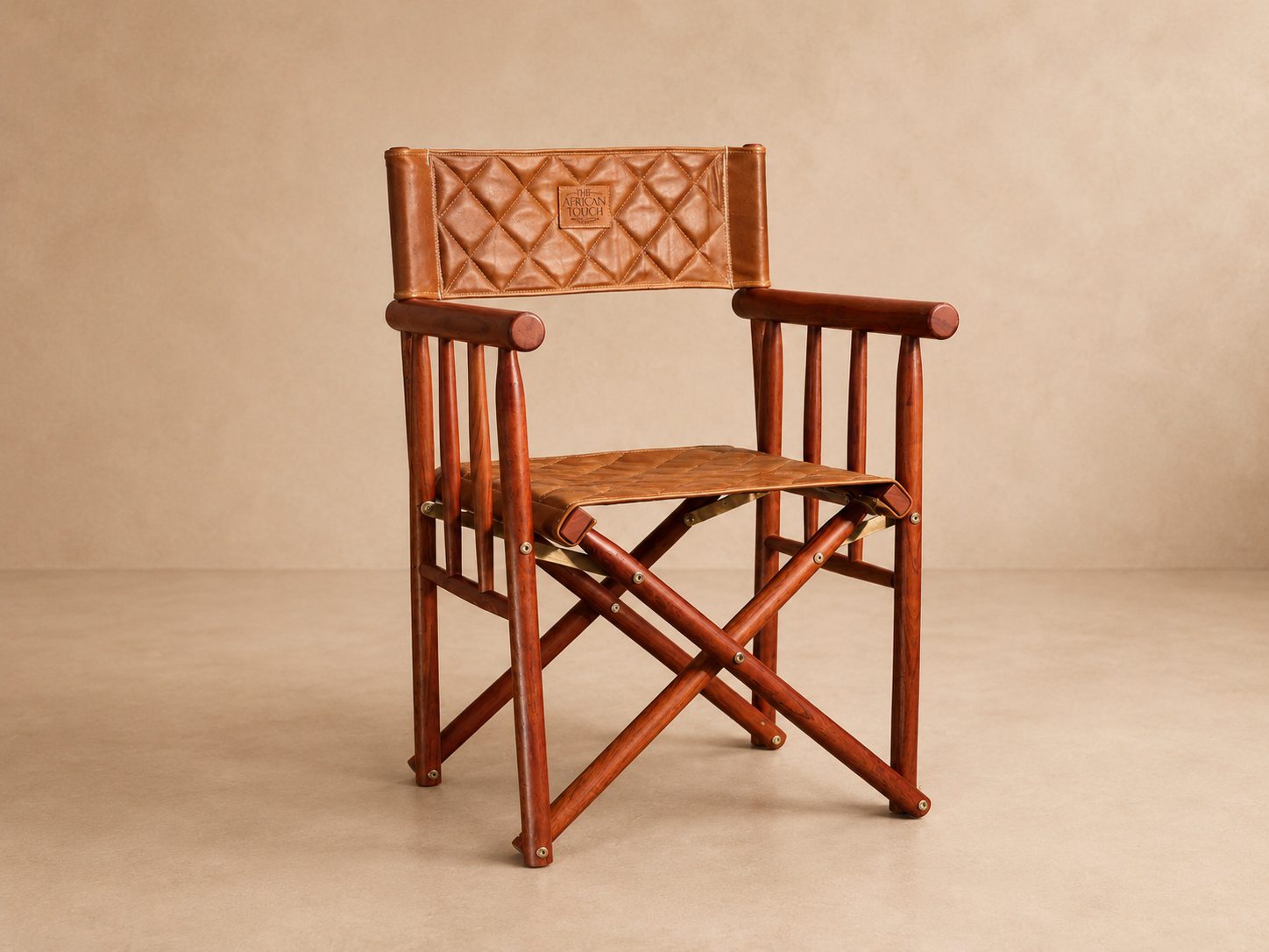 The Kruger Luxury Safari Director's Chair (3) A front angled view of The Kruger Luxury Safari Director's Chair made from Zambezi Teak