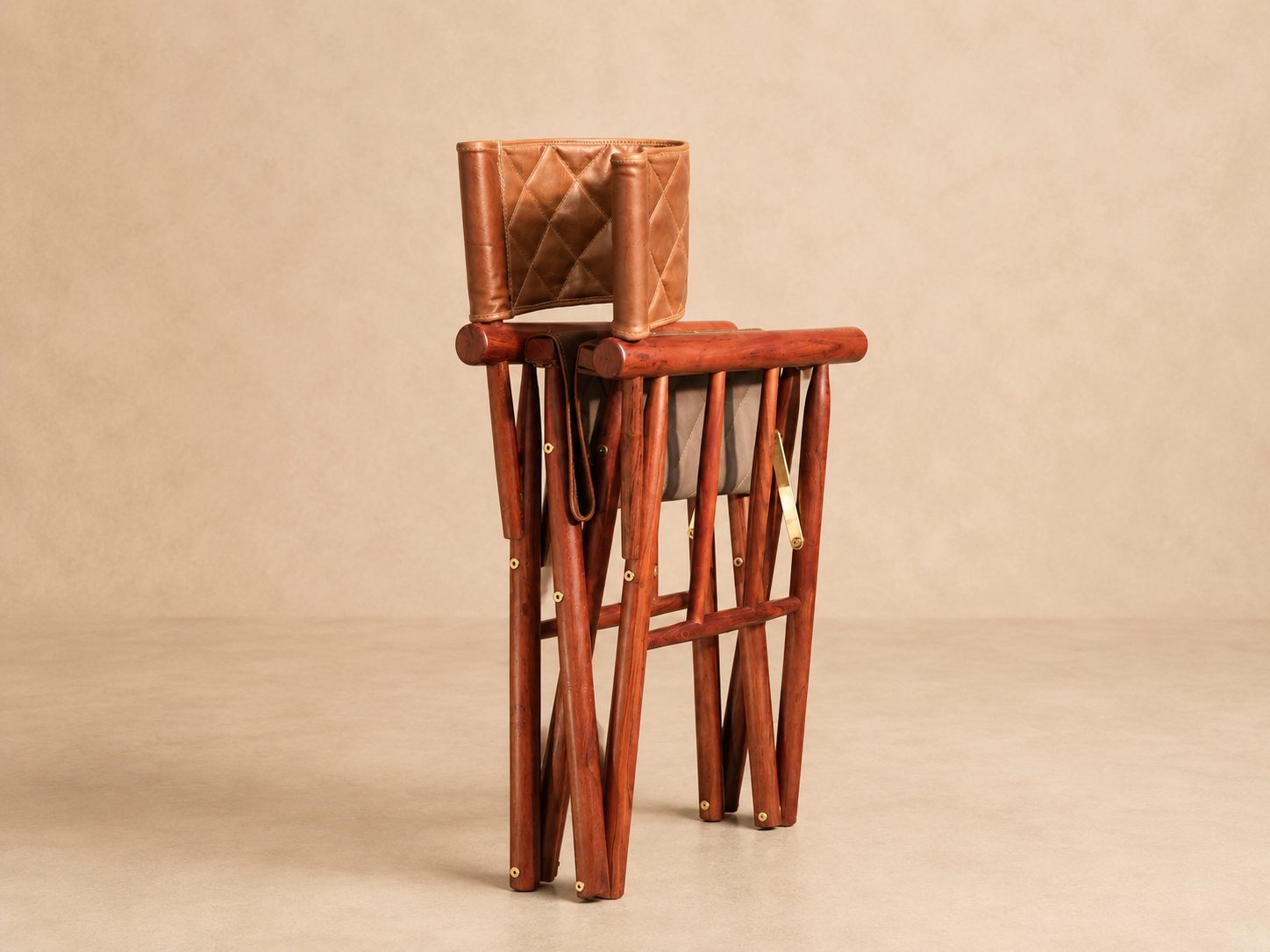 The Kruger Luxury Safari Director's Chair (4) A folded back view of The Kruger Luxury Safari Director's Chair made from Zambezi Teak hardwood