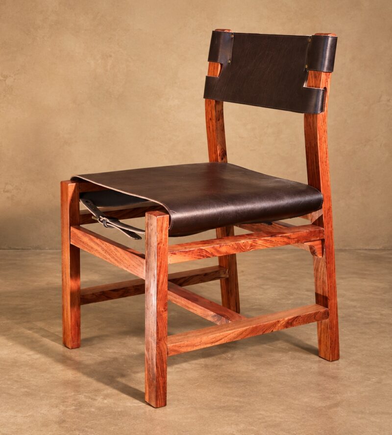 Okavango leather chair made from Zambezi teak and harness leather