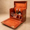 Compact Safari Field Bar made from solid Zambezi teak with 8 internal compartments.