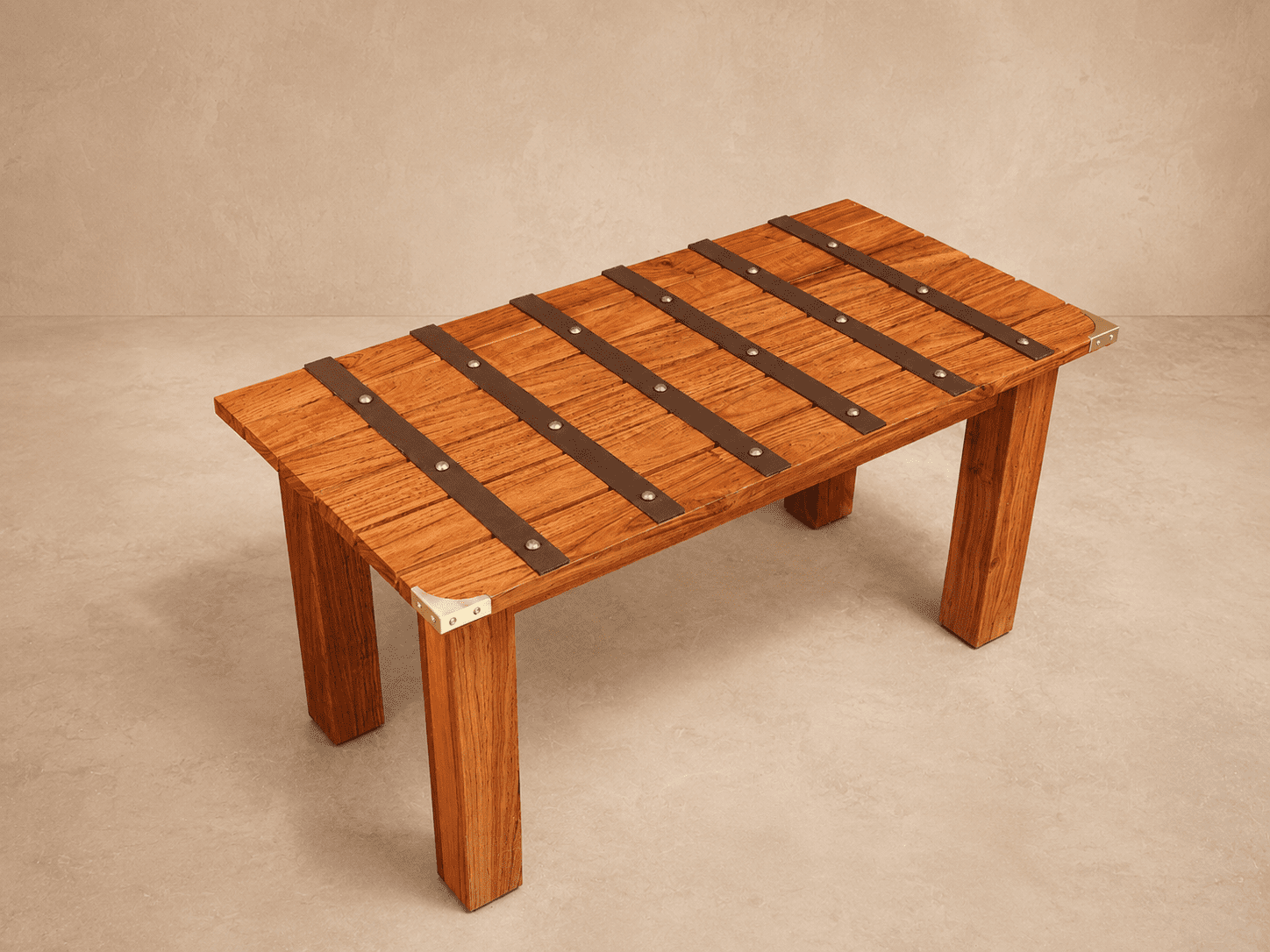 Deluxe Slatted Luggage Rack (2) luxury luggage rack made from Zambezi teak with leather straps and brass corners