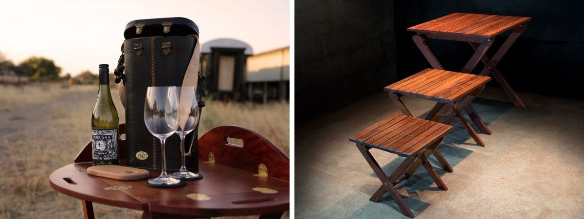 classic safari tray fieldbars and safari folding tables can be used to create a luxury outdoor game drive safari experience